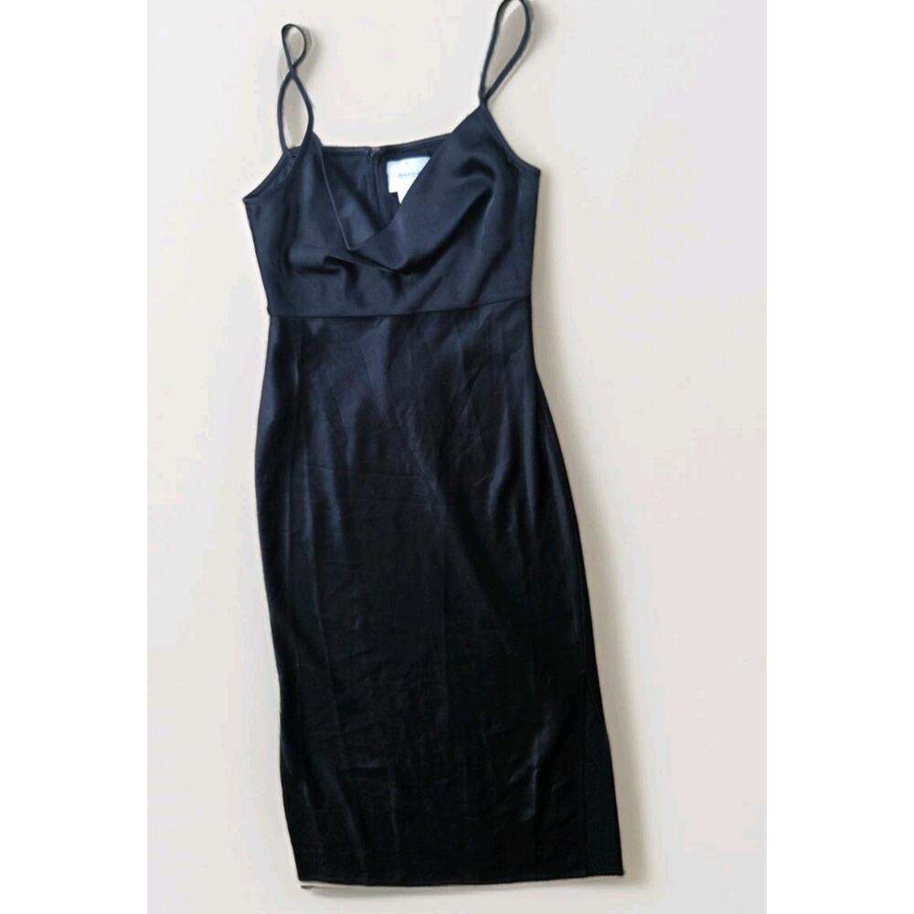 BHLDN EVENING SATIN DRESS 4 CALI SEDONA DRAPE NECK Black color - Picture 5 of 7